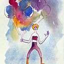 Happy soul (The Bright Side). Traditional illustration, Drawing, Arts, Crafts, Character Design, Watercolor Painting, Sketchbook, Photograph, Post-production, and Sketching project by Лин Кира - 12.24.2024