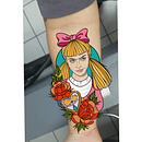 Helga pataky. Un proyecto de Diseño gráfico, Ilustración tradicional, Ilustración digital, Diseño de tatuajes y Dibujo digital de Annie Equihua - 03.01.2025