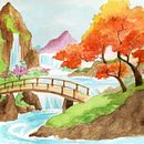 Ilustración tipo Japonesa en Acuarela . Un progetto di Disegno, Illustrazione tradizionale e Pittura ad acquerello di Laura Villela - 04.01.2025