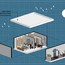 Master Bedroom- Exploded Axonometric View. Architecture, ArchVIZ, Digital Architecture, Interior Design, Spatial Design, 3D, Graphic Design, Digital Illustration, and 3D Design project by Aparna Chintaluri - 01.12.2025