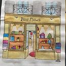 Bookshop and sushi restaurant . Un proyecto de Ilustración arquitectónica, Dibujo, Pintura, Pintura a la acuarela e Ilustración tradicional de martasalvadomartinho - 14.01.2025