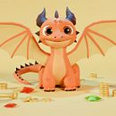 Small Dragon. Un proyecto de 3D, Diseño de personajes 3D, Diseño 3D, Modelado 3D y Diseño de personajes de rafael_fassimoto - 17.01.2025