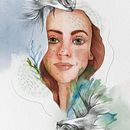 Retrato pisciano . Artes plásticas, Ilustração tradicional, Pintura, Pintura em aquarela, Desenho, Desenho de retrato, e Desenho artístico projeto de Belkys Errecart - 18.01.2025