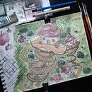 Proyecto final "La aldea champiñón". Een project van Traditionele illustratie,  Architecturale illustratie, Aquarelschilderen y Sketchbook van Giovanni Iglesias Ruiz - 20.01.2025