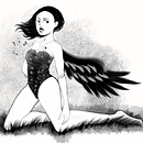 Śpiewający Anioł . Projekt z dziedziny Portret, R, sunek c, frow, Trad, c, jna ilustracja, Ilustracja c, frowa,  R i sunek użytkownika Marta Kochańska - 22.01.2025