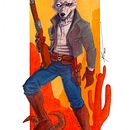 Cowboy Wolf. Un progetto di Fumetto, Character design, Illustrazione tradizionale, Pittura e Pittura acrilica di Nicolás Rios - 25.01.2025