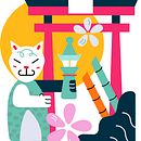 Japanese hanami. Digital Illustration, Drawing, and Traditional illustration project by Ailén Alfaro - 01.27.2025