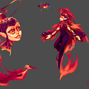 Fire Spirit. Un proyecto de Diseño de personajes, Dibujo digital, Ilustración digital, Pintura digital e Ilustración tradicional de Alperen Kazel - 29.01.2025