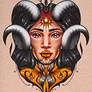 Reina Dorada. Digital Illustration, Traditional illustration, Tattoo Design, Design, and Artistic Drawing project by Yuly Gutierrez Daza - 02.06.2025