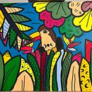 Tukan o zmierzchu. Un projet de Peinture acr, lique, Peinture , et Création de motifs de Agnieszka Piotrowska-Siwińska - 06.02.2025