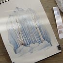 Las brzozowy zimą. Projekt z dziedziny Trad, c, jna ilustracja, Malowanie akwarelą, R i sunek botaniczn użytkownika angeliicasaanchez - 21.02.2025