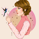 A moça e o beija-flor. Un proyecto de Ilustración digital, Dibujo digital, Dibujo de Retrato, Pintura digital, Dibujo artístico, Diseño de personajes y Bellas Artes de wellen_bea2011 - 25.02.2025