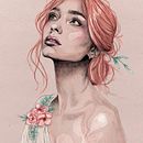 Rose Moon. Traditional illustration, Vector Illustration, Portrait Drawing, and Digital Illustration project by Alisson Acevedo Rivera - 02.27.2025