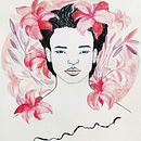 Retrato de mujeres y flores. Un proyecto de Pintura a la acuarela, Dibujo y Dibujo de Retrato de Sophie Atoch - 05.03.2025