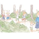 Afternoon Picnic. Een project van Ontwerp van personages,  Tekening, Traditionele illustratie,  Illustratie met inkt, Manga y Aquarelschilderen van Monica & Sonia - 14.03.2025