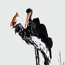 La cigogne et le renard. Een project van  Beeldende kunst, Schilderij, Traditionele illustratie,  Tekening, Aquarelschilderen, Tekening met potlood, Kinderillustratie y Verhaallijn van Costisella Anne - 21.03.2025