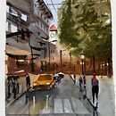 Paisaje urbano en acuarela . Pintura em aquarela, Artes plásticas e Ilustração arquitetônica projeto de Lucía Ranpo - 23.03.2025