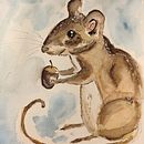 Petit rat des champs sous l'orage . Un proyecto de Ilustración tradicional, Pintura a la acuarela, Bellas Artes e Ilustración naturalista				 de khloe - 24.03.2025