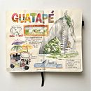 Ilustração de Diário de Viagem – Gutapé. Desenho com lápis de cor, Desenho, Ilustração com tinta, Sketchbook, e Pintura em aquarela projeto de ssc_moren - 25.03.2025