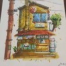 Ristorante Giapponese . Ilustração arquitetônica, Desenho, Ilustração com tinta, Sketchbook, e Esboçado projeto de Angelo Lasala - 30.03.2025