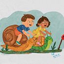 Carrera de caracoles . Un proyecto de Ilustración digital, Dibujo, Diseño de personajes, Creatividad y Dibujo digital de Majo Pestaña - 07.04.2025