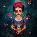 FRIDA , la vida. Un proyecto de Ilustración digital, Concept Art, Ilustración editorial, Pintura digital, Dibujo de Retrato, Ilustración infantil y Diseño de personajes de marsanta007 - 08.04.2025