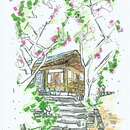 Refugio entre Cerezos. Un projet de Illustration architecturale, Dessin, Illustration à l'encre, Carnet de croquis , et Esquisse  de Jorge Rocha - 09.04.2025