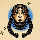 Mulher barbada - old school. Een project van Digitale illustratie,  Tekening y  Tatoeageontwerp van Giovana - 14.04.2025