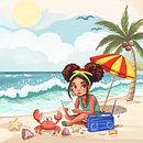 Jamaikanisches Mädchen am Strand – Buchfigur Ein Projekt aus dem Bereich Design von Figuren und Digitale Illustration von Elena GJorgjievska - 15.04.2025