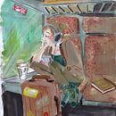 Trainride Home. Esboçado, Criatividade, Desenho, Ilustração tradicional, Pintura em aquarela, Pintura guache, e Sketchbook projeto de Johanna S. - 15.04.2025