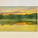 Sunset on a Finnish Lake in Autumn . Projekt z dziedziny  Sztuki piękne,  Malarstwo i Malowanie akwarelą użytkownika Didier Van Impe - 18.04.2025