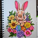 Floral Bunny Illustration. Projekt z dziedziny  R, sunek, Trad, c i jna ilustracja użytkownika Cecille Solmerano - 19.04.2025