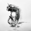 Artistic Charcoal Cat Portrait . Desenho, Artes plásticas, Desenho de retrato e Ilustração naturalista projeto de Cloud - 19.04.2025