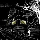 Digital illustration Jumex Museum. Digital Illustration, Drawing, Digital Drawing, and Architecture project by Rubén Eduardo Alvarado Castillo - 04.21.2025