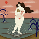 O nascimento de uma mãe. Ilustração digital, Desenho digital, Instagram, Desenho, Pintura, Narrativa, Criatividade, e Redes sociais projeto de Mar Torrano Matalí - 22.04.2025