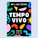 Identité visuelle du Festival Art & Jazz | Créé avec Canva. Un projet de Br, ing et identité, T, pographie, Conception numérique , et Design graphique de Aitana Barredo - 22.04.2025