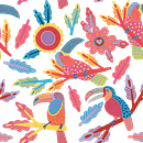 Estampa Tucanos Tropicais. Projekt z dziedziny Projektowanie ubrań, Ilustracja c, frowa, Projektowanie mod, Trad, c, jna ilustracja i Pattern design użytkownika Felipe Silva Marques - 24.04.2025