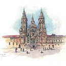 Santiago de Compostela Cathedral. Projekt z dziedziny  R, sunek, Malowanie akwarelą,  R, sunek architektoniczn, Sketchbook,  R, sunek atramentem i Sketching użytkownika georgemarinescu2002 - 26.04.2025