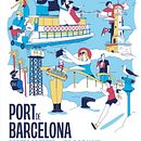 Port de  Barcelona. Gráfica puertas abiertas.. Ilustração digital, Ilustração vetorial, Animação 2D, Design de cartaz, e Animação de personagens projeto de Juanma García Escobar - 03.05.2025