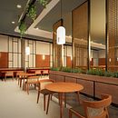 Restaurant and bar project. Een project van  Ontwerp, 3D,  Creativiteit, Interieurontwerp,  3D-modellering y  3D-ontwerp van iasminamanole27 - 23.05.2025