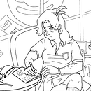 Alba estudiando en el café. Character Design, Comic, Digital Drawing, Drawing, Traditional illustration, and Manga project by Felipe Barahona - 05.28.2025