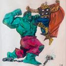 Pintura acrílica Hulk vs Thor . Comic, Character Design, Traditional illustration, Painting, Acr, and lic Painting project by Rubén Hidalgo - 06.02.2025
