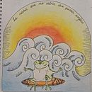 La Rana que no Sabia que Podia Surfear. Een project van  Creativiteit,  Tekening, Tekening met potlood, Traditionele illustratie y Schilderij van milagros concina - 09.06.2025