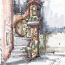 italia. Ilustração arquitetônica, Desenho, Ilustração com tinta, Sketchbook, e Esboçado projeto de sebastiangiraldo56 - 10.06.2025