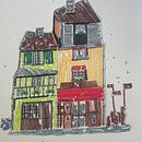 Casas coloridas . Projekt z dziedziny  R, sunek architektoniczn,  R, sunek,  R, sunek atramentem, Sketchbook i Sketching użytkownika Leonor Capelo - 12.06.2025