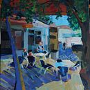 Impressionist painting: Bar el Caribe. Projekt z dziedziny Malarstwo akr, lowe,  Sztuki piękne i  Malarstwo użytkownika Karen Garland - 13.06.2025