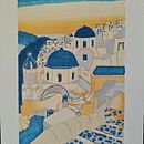 Santorin au coucher de soleil : entre ombres et lumière. Un projet de Carnet de croquis, Esquisse , Art urbain et Illustration architecturale de mariebouvard - 29.06.2025