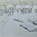 Plac Marii Hendrika w Gandawie. Projekt z dziedziny Trad, c, jna ilustracja,  R i sunek użytkownika barbara_en_kurt - 30.06.2025