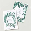 Invitación de boda con hojitas estilo botánico . Un proyecto de Ilustración tradicional, Bellas Artes, Pintura y Pintura a la acuarela de Andrea Vanegas Villamil - 01.07.2025