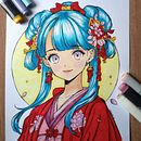 Mi proyecto de coloreado con marcadores para dibujo manga. Projekt z dziedziny Komiks, Trad, c, jna ilustracja, Teoria barw i Manga użytkownika Sara Loaiza - 03.07.2025